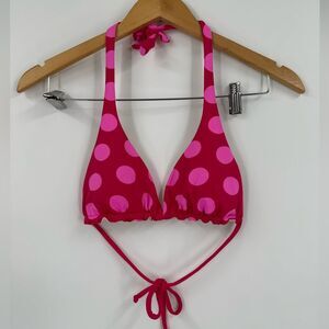 OndadeMar Pink Polka Dot Halter Bikini Top – Latin Fit, Size Medium